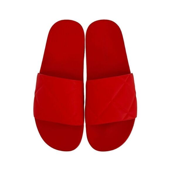 NIB Authentic BOTTEGA VENETA Matte Quilted Rubber Slider (Unisex) - Tomato - Picture 4 of 16